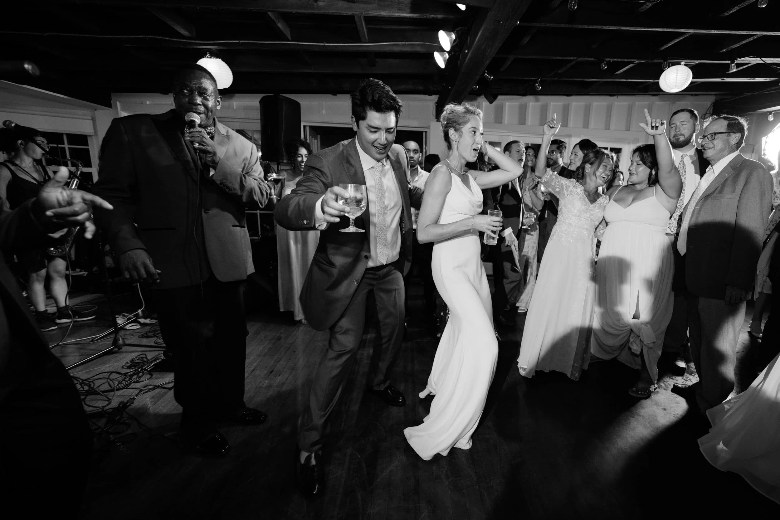 Newlyweds celebrating on the dance floor